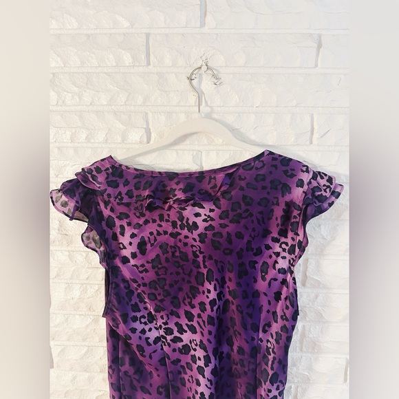Sunny Leigh Purple Leopard Ruffle Sleeveless Top - Picture 3 of 6